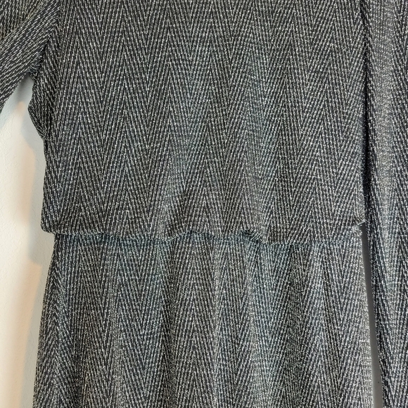 NWT City Studios Black Shimmer Fit & Flare Dress in Black Silver Size M - Picture 7 of 13